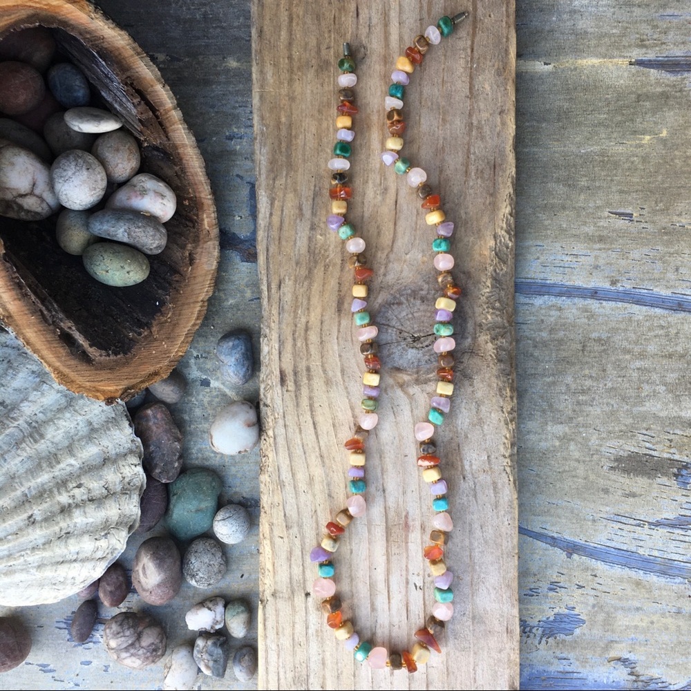 Native American Multi Stone Nugget Necklace Vintage